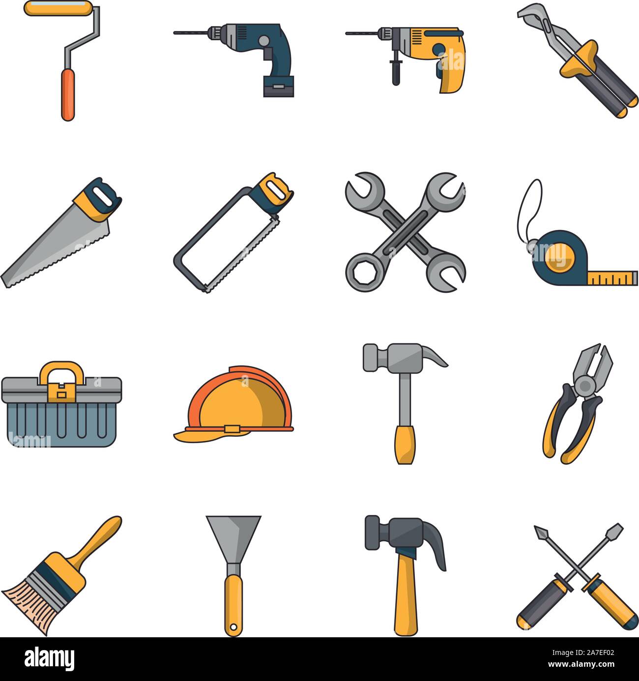 Ensemble d'outils de construction set icons Illustration de Vecteur