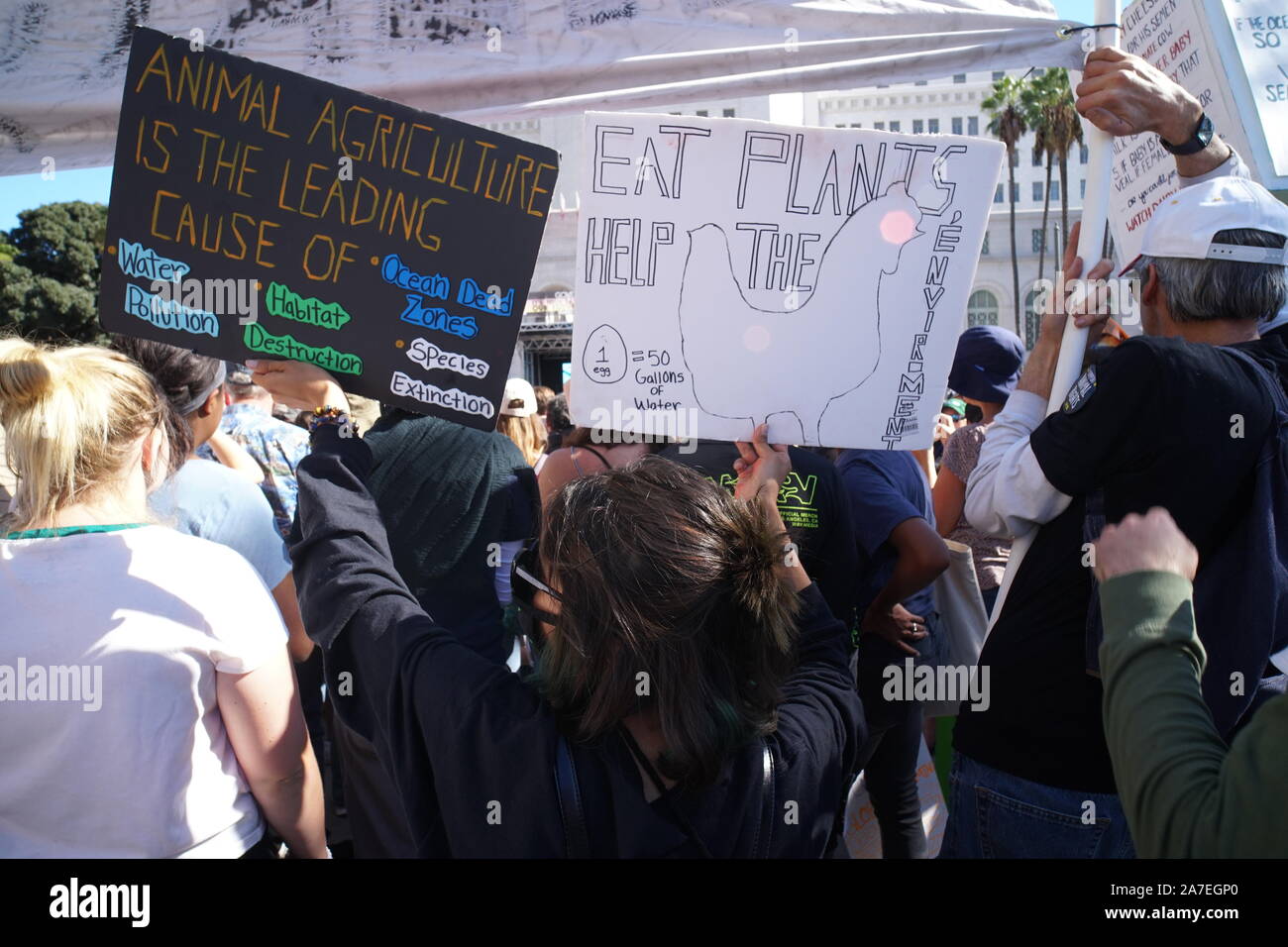 02 novembre 2019, à Los Angeles, en Californie, des centaines se rassembler à Los Angeles pour grève climatique Banque D'Images