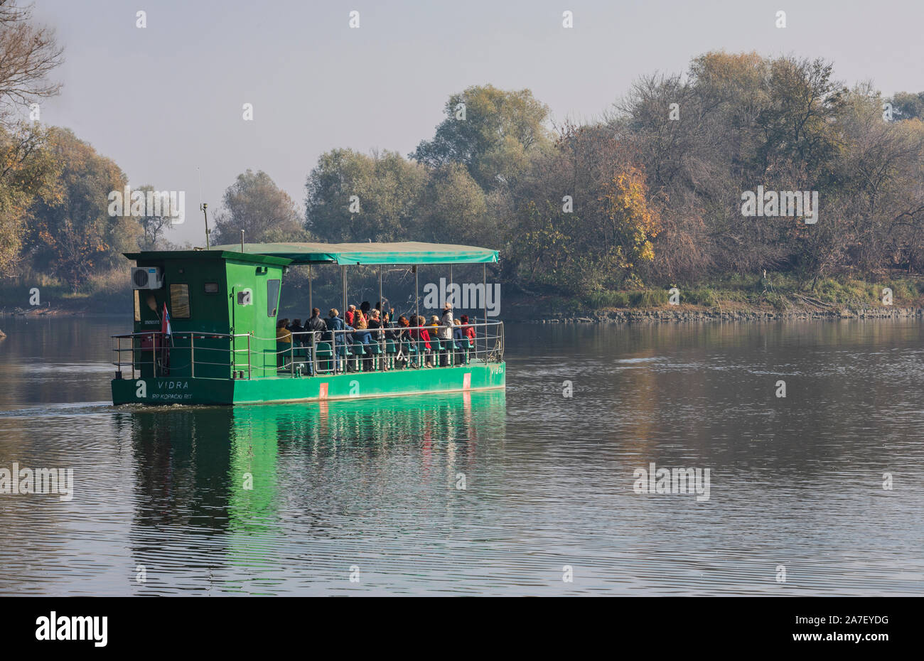 Excursion en bateau dans la région de Kopacki rit Banque D'Images
