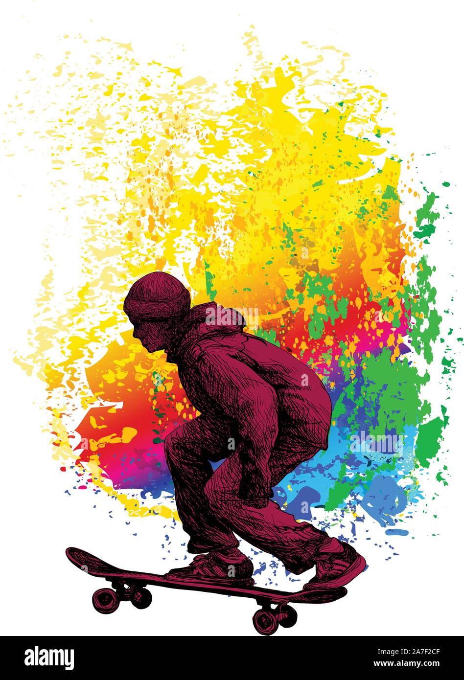 La planche à roulettes. Sports extrêmes. Street skateur sport. Illustration de Vecteur