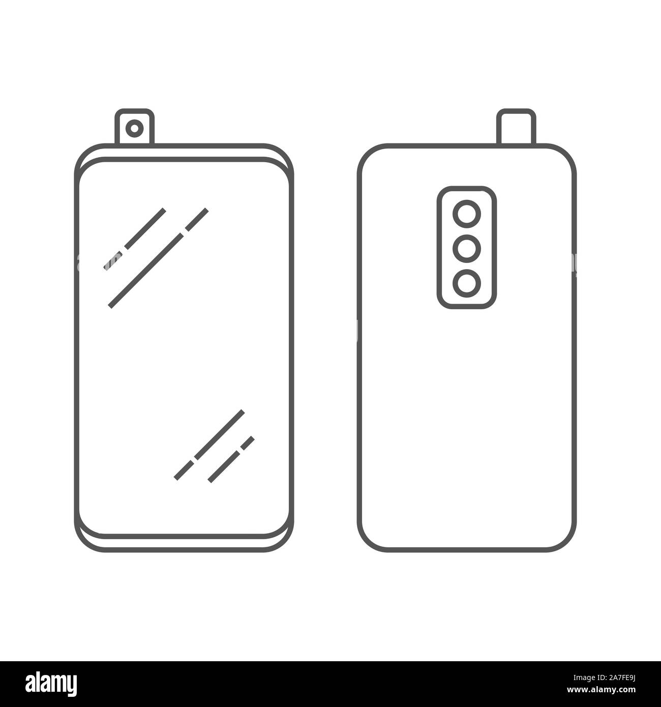 Ligne noire téléphone intelligent des maquettes. Présentation de l'application mobile smartphone ou maquettes de portefeuille. Ce smartphone mock-up isolated on white Illustration de Vecteur