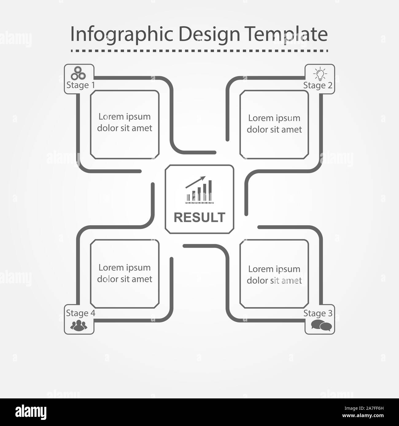 Modèle de conception infographique. Quatre étapes pour réussir en affaires, la formation ou la promotion. Modèle plat. Illustration de Vecteur