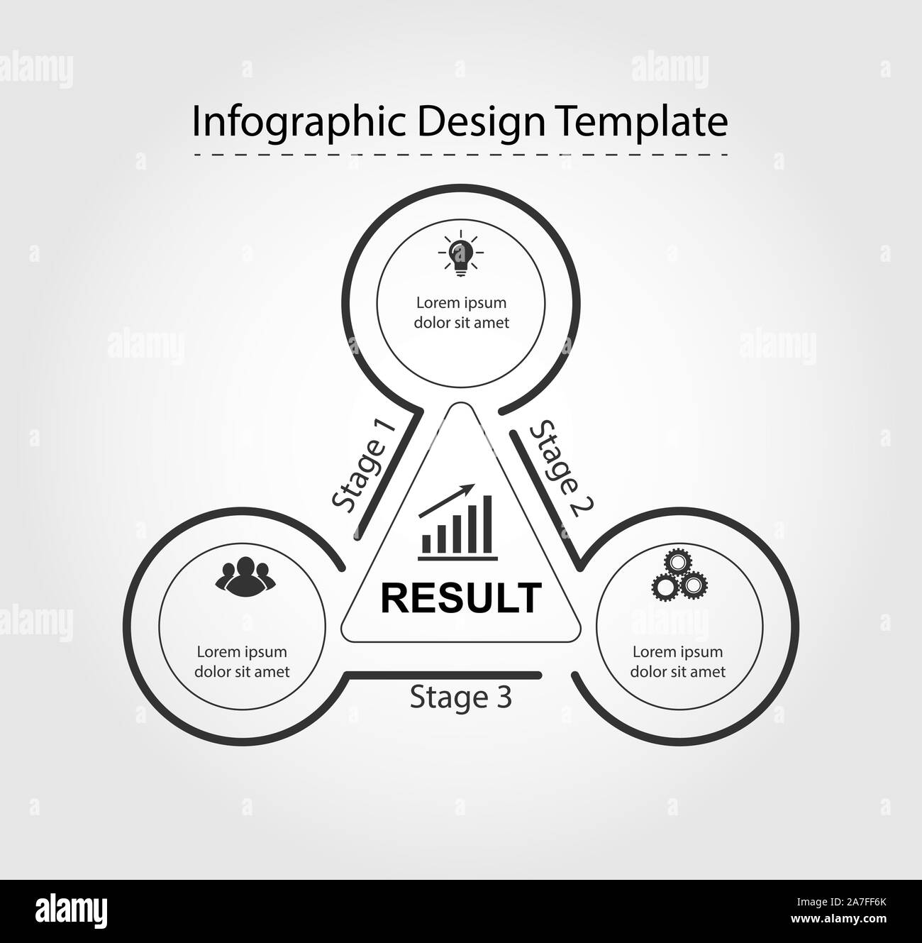 Modèle de conception infographique. Trois étapes pour réussir en affaires, la formation ou la promotion. Modèle plat. Illustration de Vecteur