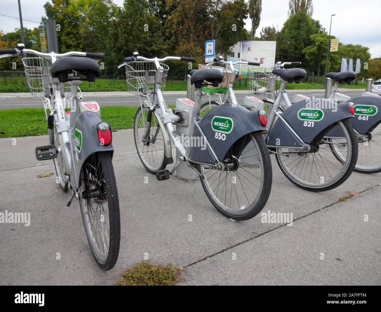 La Slovénie, Ljubljana - 15 octobre 2019 : Bicikelj ville bicyclettes pour le transport à louer Banque D'Images