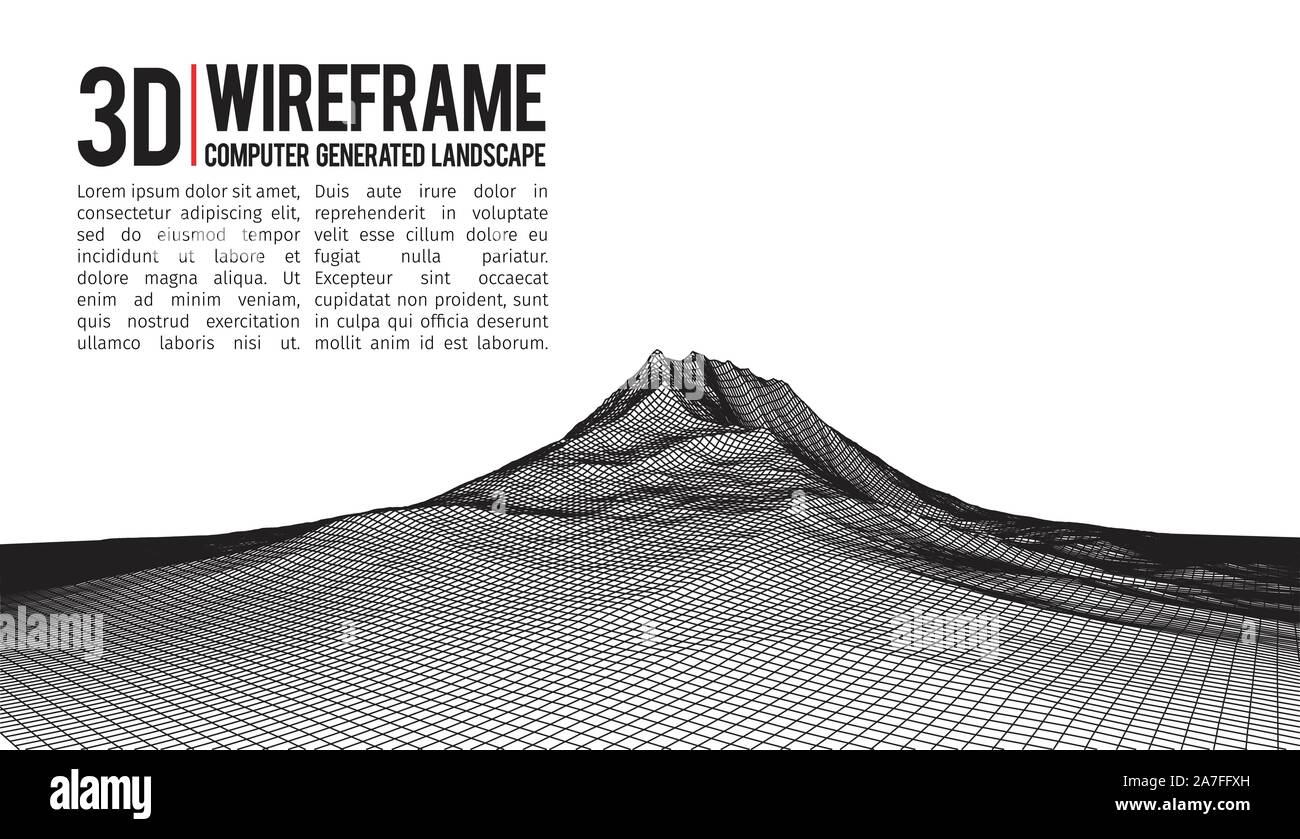 Abstract vector background paysage. Le cyberespace grille du paysage. La technologie 3d illustration vectorielle. Illustration de Vecteur