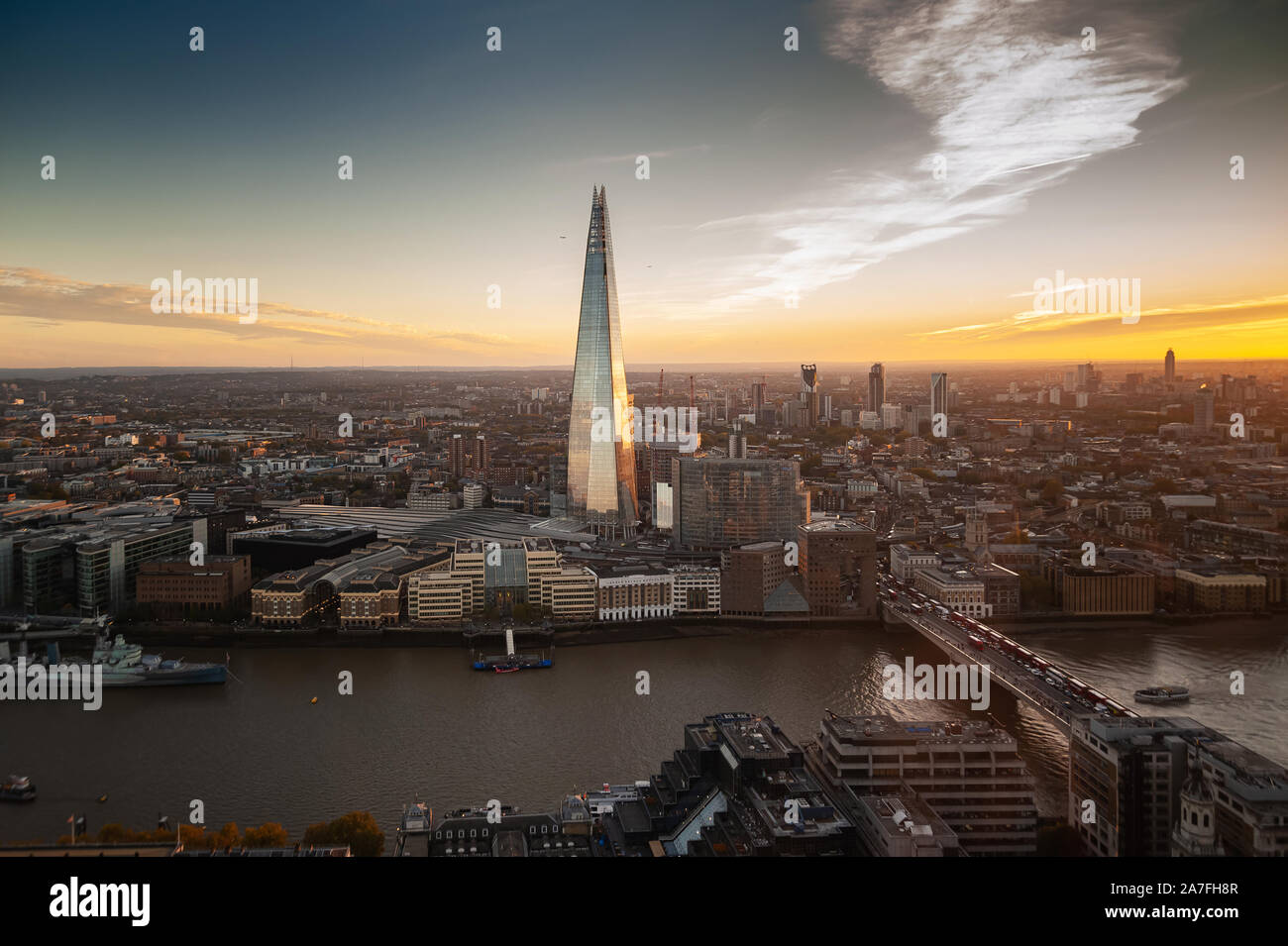 Vue du ciel jardin Terrasses à Londres du sud et de la rivière Thames occupé avec deuxième plus haut gratte-ciel d'Europe. Banque D'Images