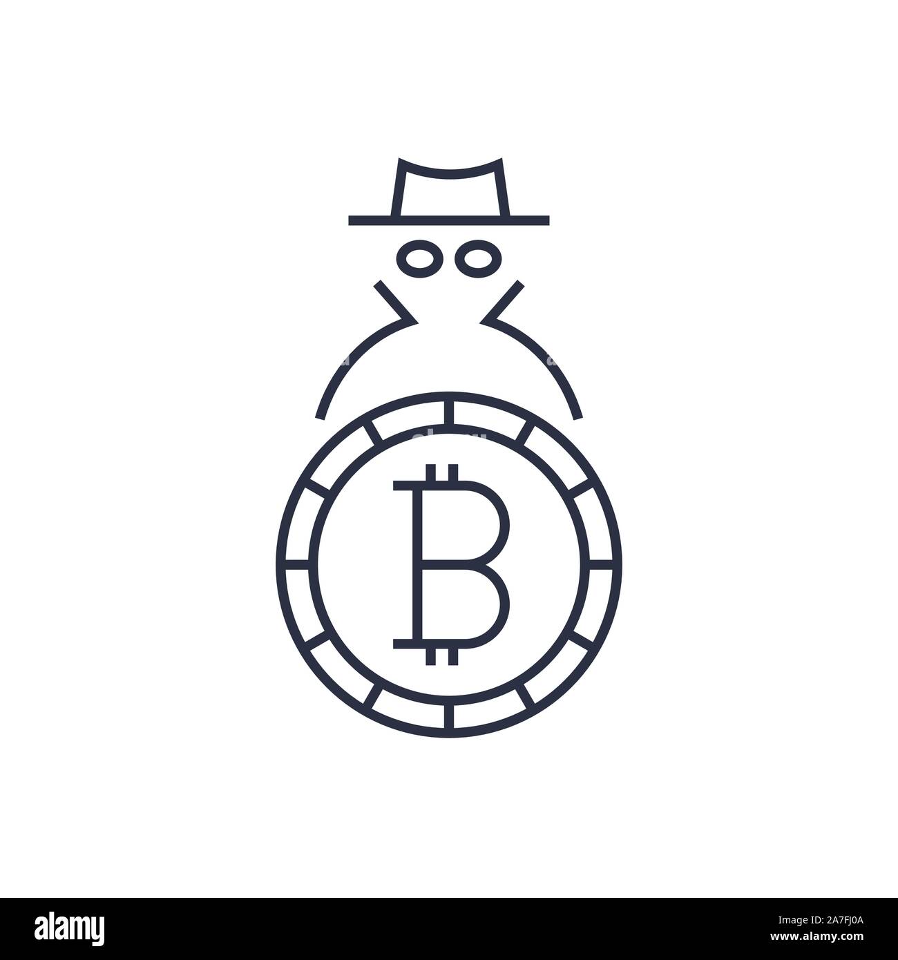 Bitcoin Logo. Concept de l'anonymat et la sécurité. Course modifiable Illustration de Vecteur