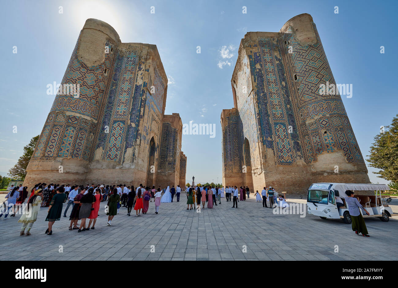 Ruines de gate à Ak Saray Palais, Shahrisabz, l'Ouzbékistan, en Asie centrale Banque D'Images