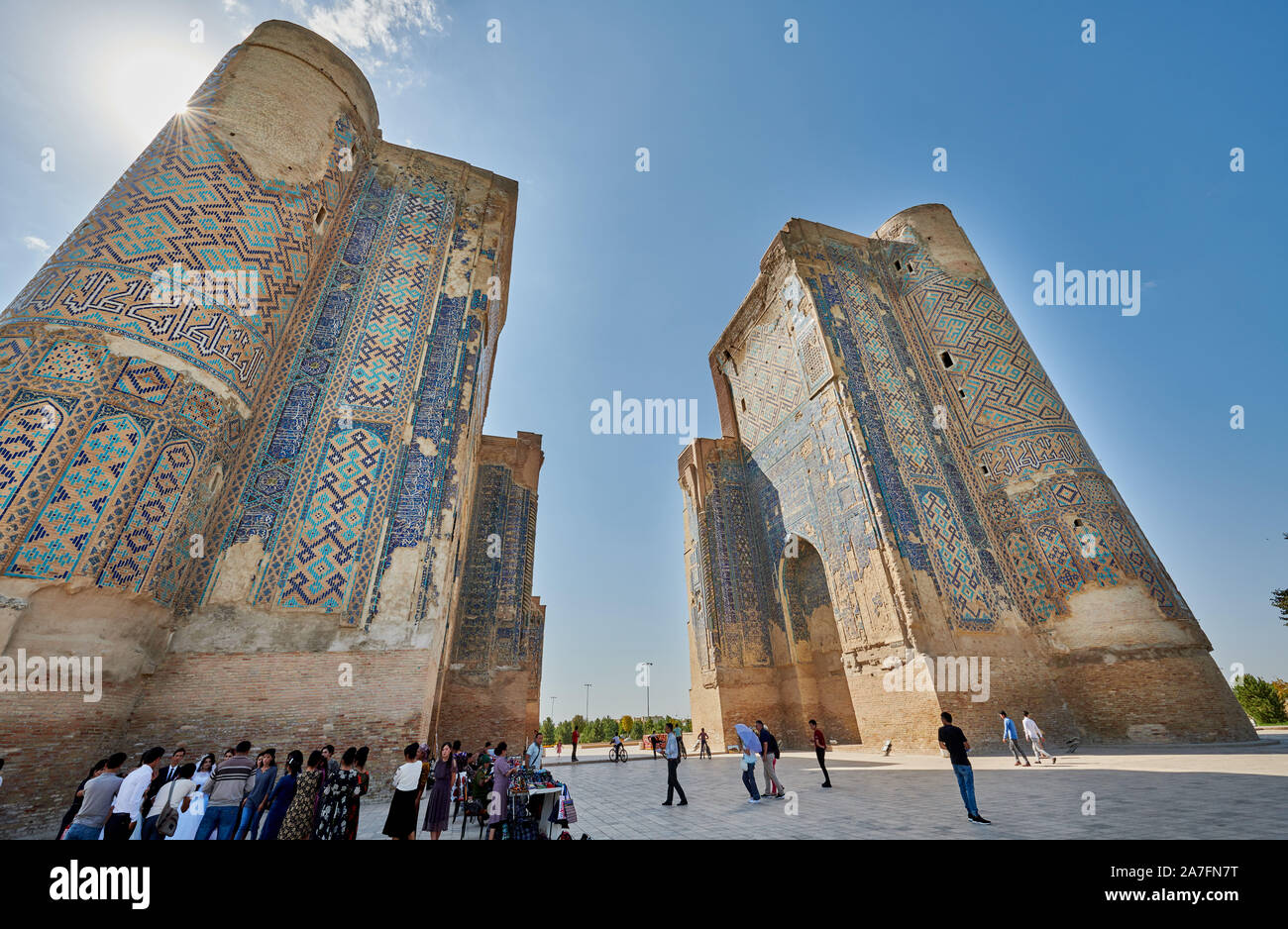 Ruines de gate à Ak Saray Palais, Shahrisabz, l'Ouzbékistan, en Asie centrale Banque D'Images