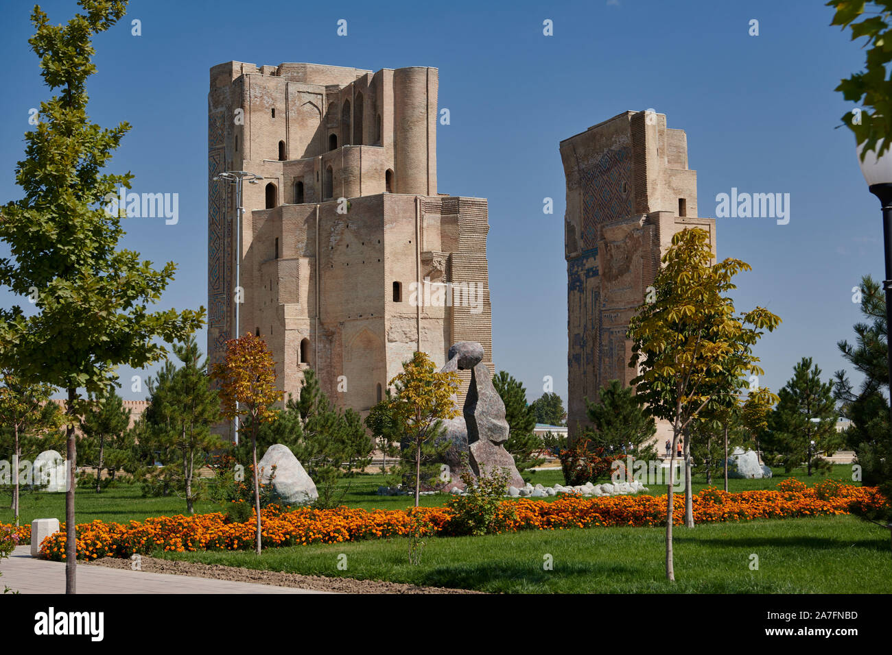 Ruines de gate à Ak Saray Palais, Shahrisabz, l'Ouzbékistan, en Asie centrale Banque D'Images