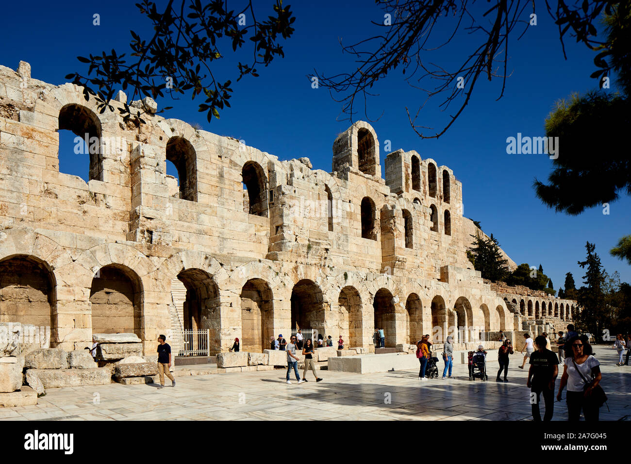 Athènes capitale de la Grèce théâtre de Dionysos (Hérode Atticus) à l'Acropole, Banque D'Images