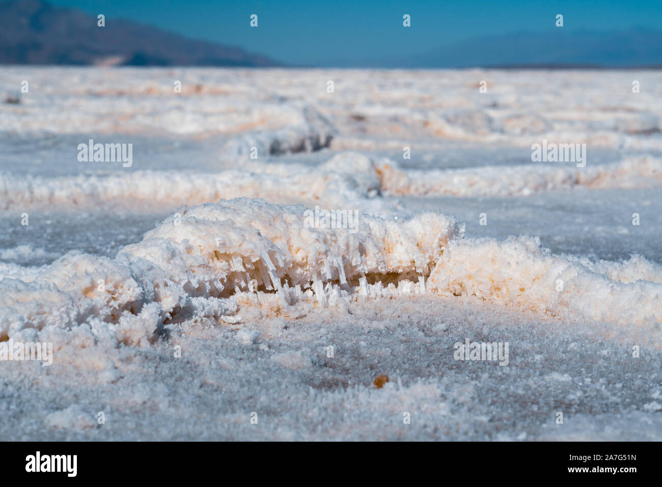 Death Valley National Park, en Californie. De sel surréaliste du bassin de Badwater. Des cristaux de sel close up Banque D'Images