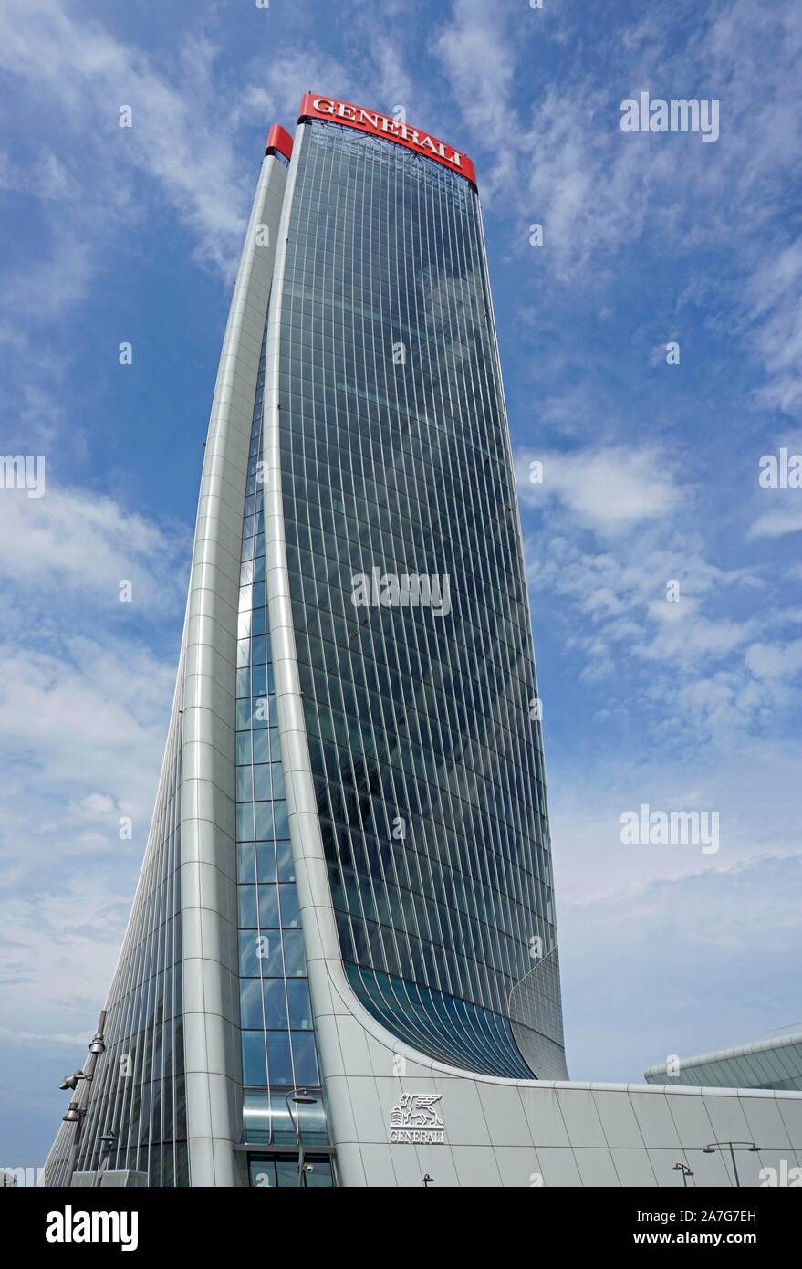 La Tour Generali Generali ou Torre ou Lo Storto par l'architecte Zara Hadid, quartier la vie en ville, Milan, Lombardie, Italie Banque D'Images