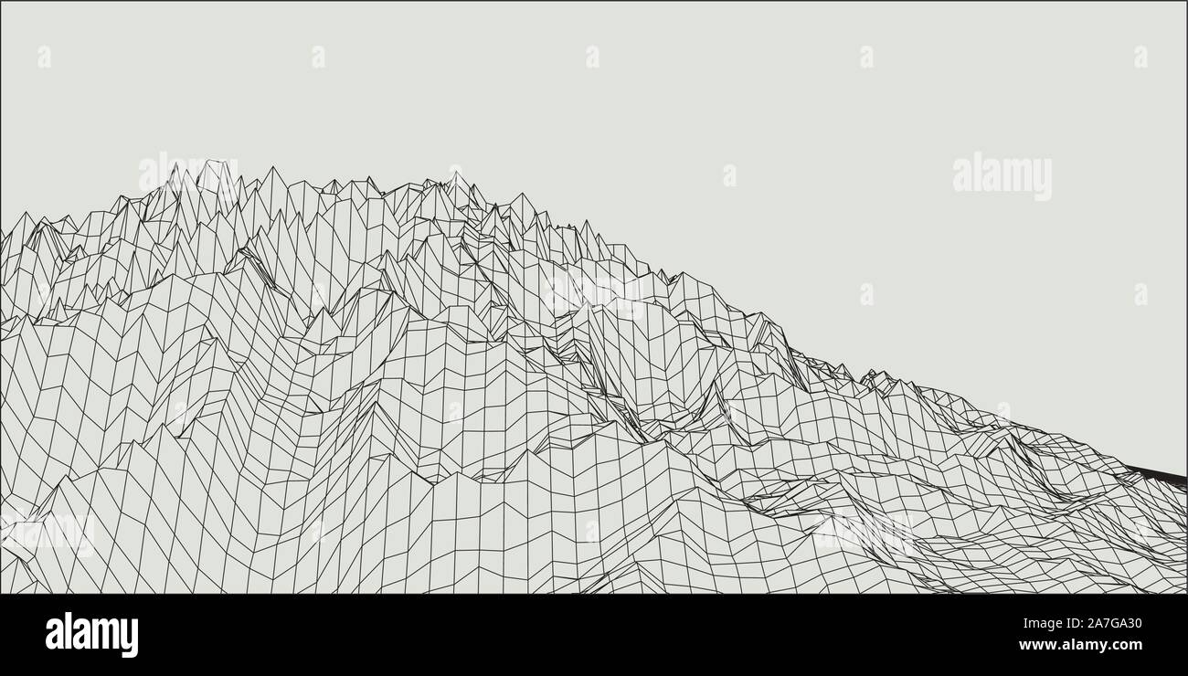 Abstract vector background paysage. Le cyberespace grille. La technologie 3d illustration. Illustration de Vecteur