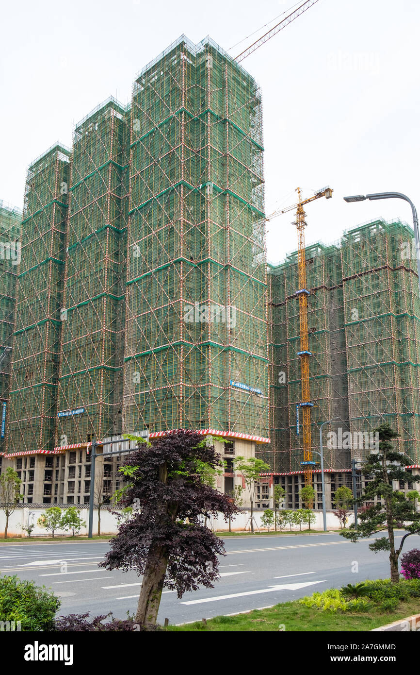 De grands bâtiments en construction à Xian, province de Jiangxi, Chine Banque D'Images