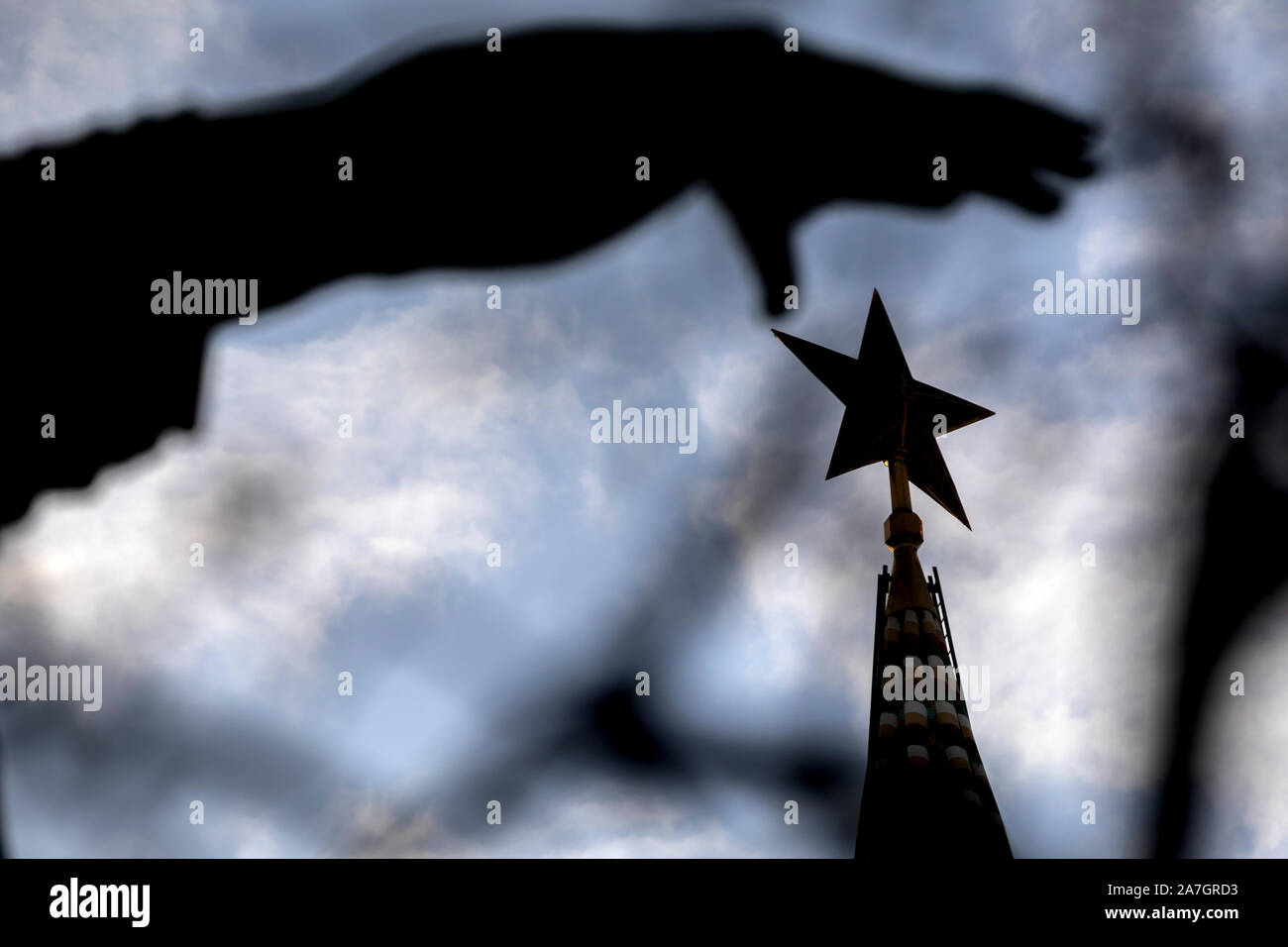 Vue de l'étoile de la tour Spasskaya du Kremlin de Moscou sur la place Rouge, Russie Banque D'Images