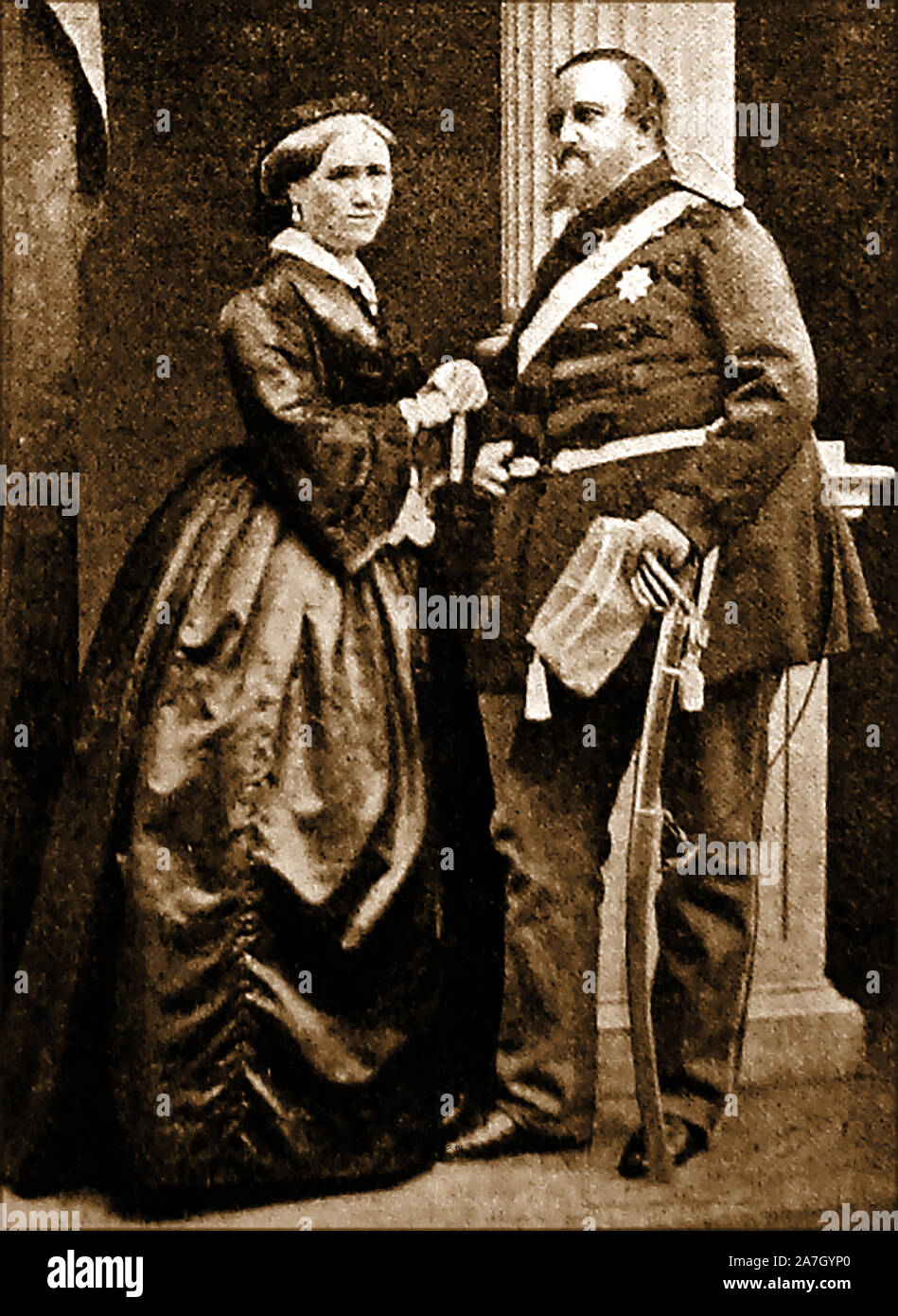 Un portrait du roi Frédéric VII de Danemark (Frederik Carl Christian 1808-1863) avec son épouse Louisa Christina Rasmussen, qu'il a créée en 1850 Danner Landgravine ( Lensgrevinde Danner) elle était autrefois une modiste, danseur de ballet et la maîtresse présumée du roi Banque D'Images