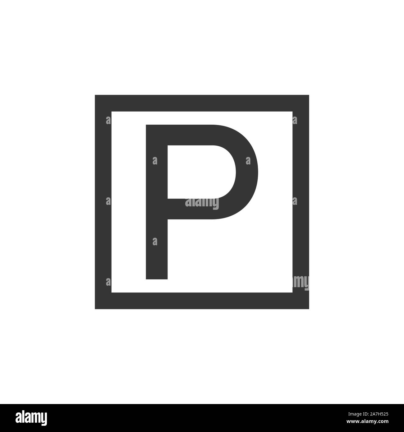 Parking vecteur icône. Black road sign in télévision style. L'icône d'un parking isolé. Illustration de Vecteur