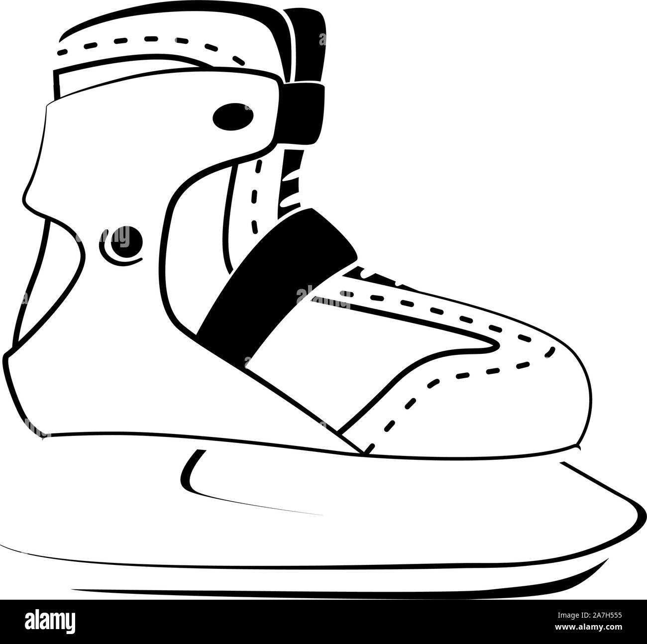 Symbole de patinage de remise en forme. Loisirs, hobby, sport d'hiver logo design. Patin à glace alignement moderne icône sur fond blanc. Fine ligne pictogramme. Vector illustration isolé. Illustration de Vecteur