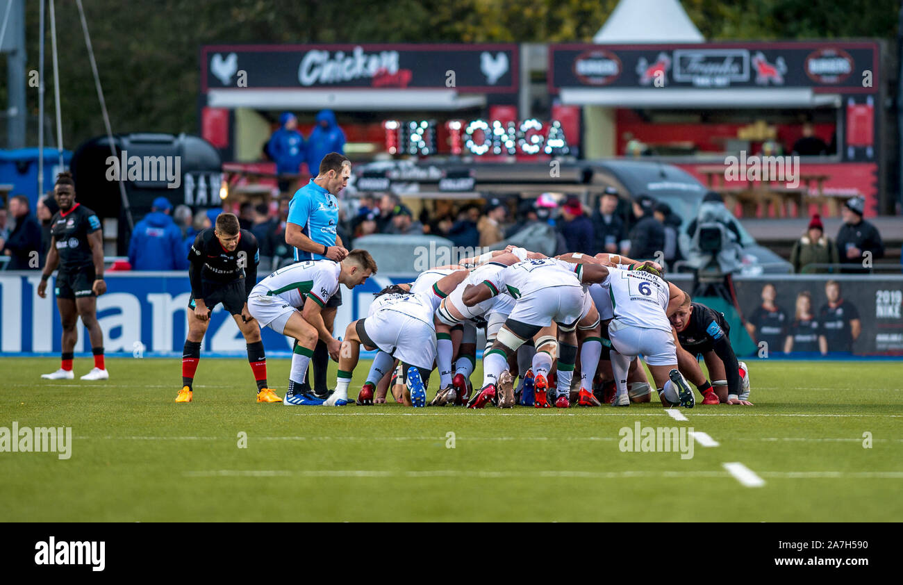 Londres, Royaume-Uni. 09Th Nov, 2019. Au cours de la mêlée des London Irish Gallagher Premiership match de rugby entre sarrasins et London Irish à l'Allianz Park, Londres, Angleterre. Photo par Phil Hutchinson. Credit : UK Sports Photos Ltd/Alamy Live News Banque D'Images