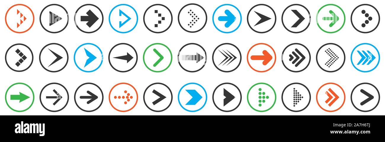 Flèches Vector set. La flèche dans le cercle. Flèches, isolé. Boutons vecteur noir Illustration de Vecteur