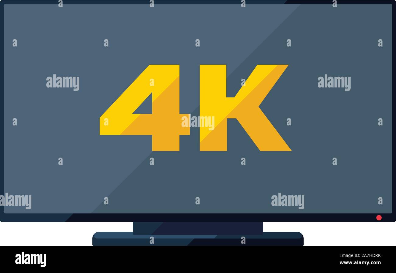 Télévision Télévision icône avec 4k d'or signe sur l'écran Illustration de Vecteur