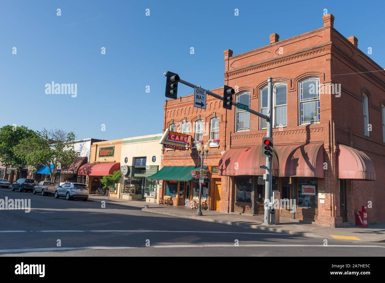 Le Rainbow Cafe au centre-ville de Pendleton, Oregon. Banque D'Images