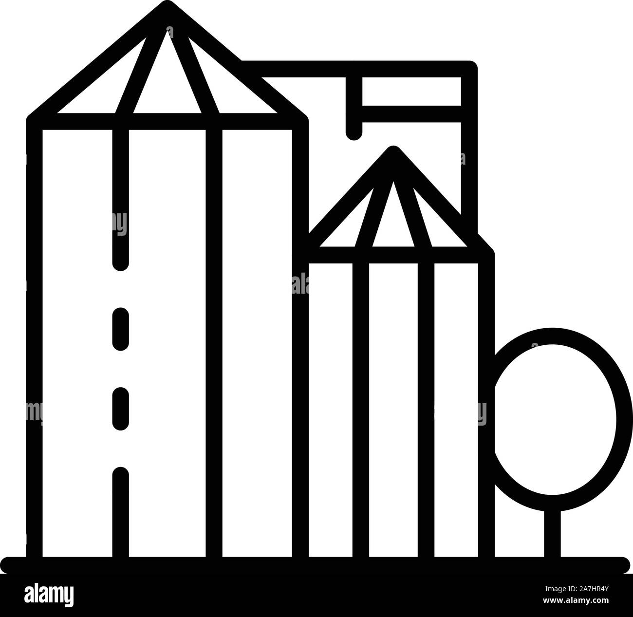 L'icône de l'élévateur de ferme, style contour Illustration de Vecteur