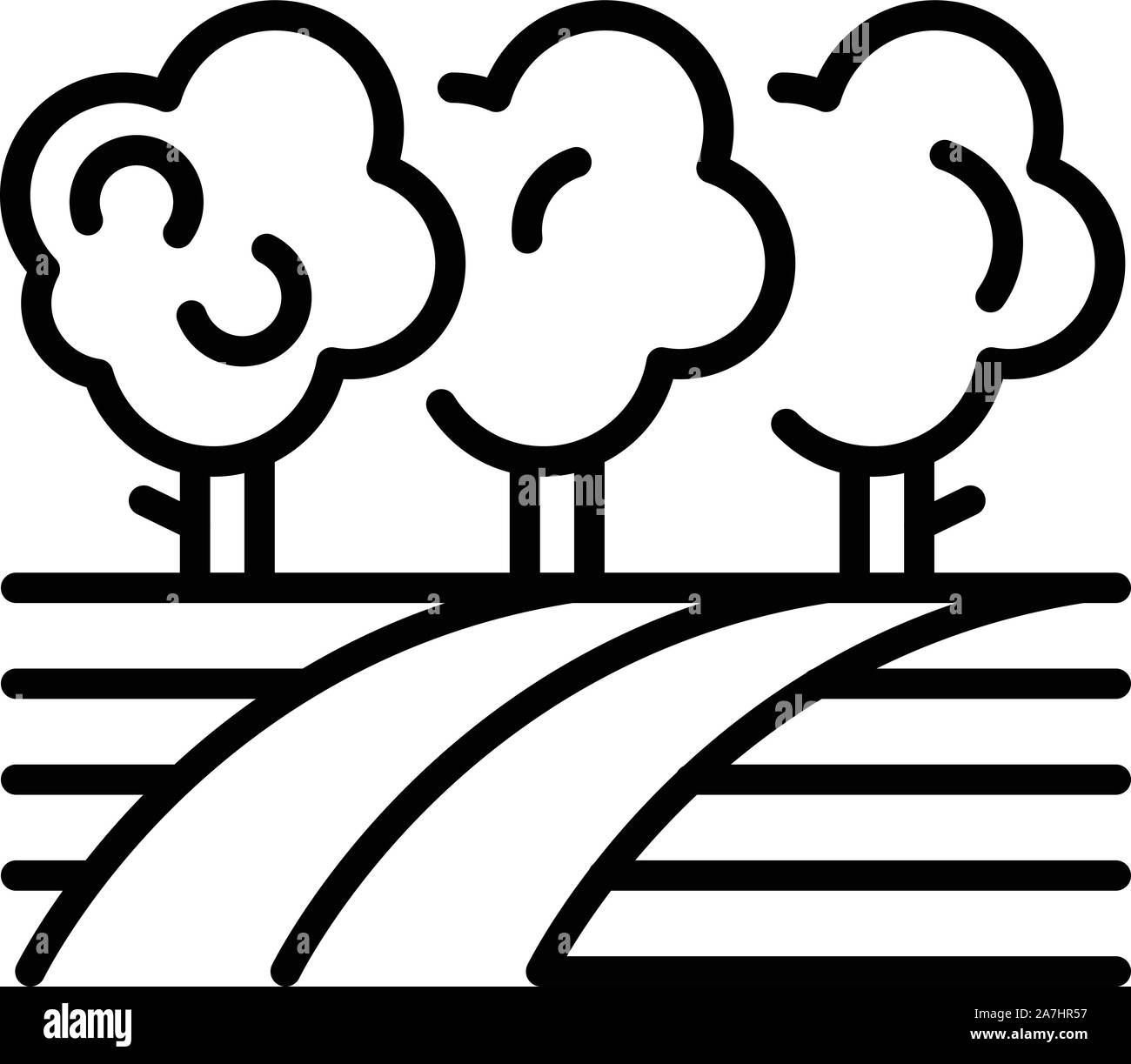 La cour d'Apple sur le terrain, l'icône de style contour Illustration de Vecteur