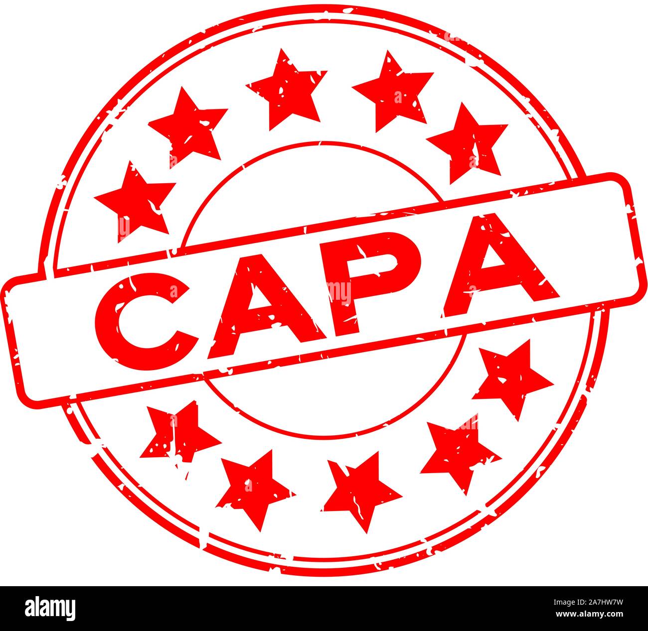Rouge Grunge CAPA (abréviation de l'action corrective et action préventive)  avec l'icône word star tour joint en caoutchouc stamp sur fond blanc Image  Vectorielle Stock - Alamy