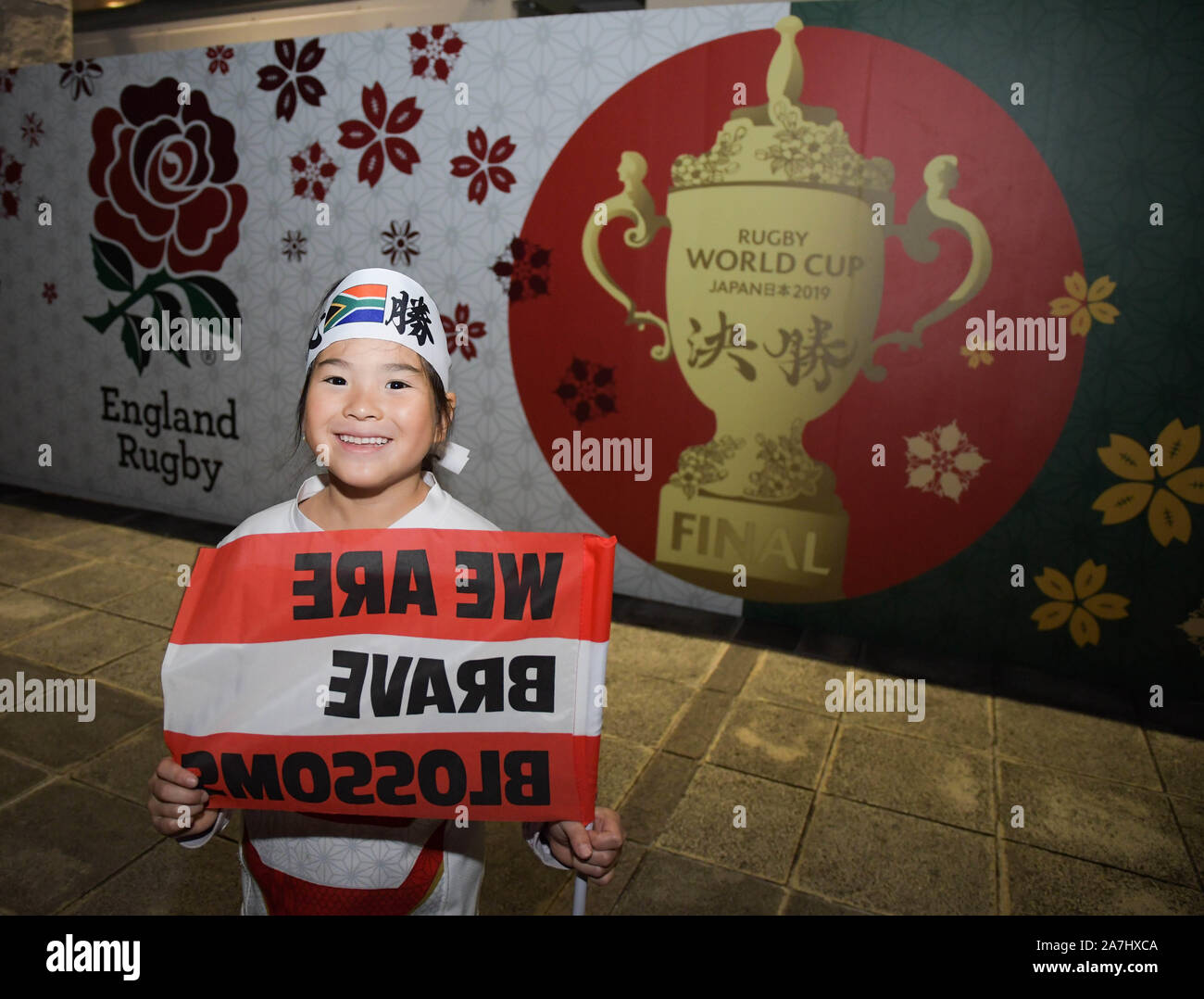 Tokyo, Japon. 2e Nov, 2019. Asai Rio du Japon pose pour une photo au Stade International de Yokohama dans la préfecture de Kanagawa, Japon après la Coupe du Monde de Rugby 2019 match final entre l'Angleterre et l'Afrique dans lequel l'Afrique du Sud a gagné 32 - 12 le 2 novembre 2019. Photo par : Ramiro Agustin Vargas Tabares Crédit : Ramiro Agustin Vargas Tabares/ZUMA/Alamy Fil Live News Banque D'Images