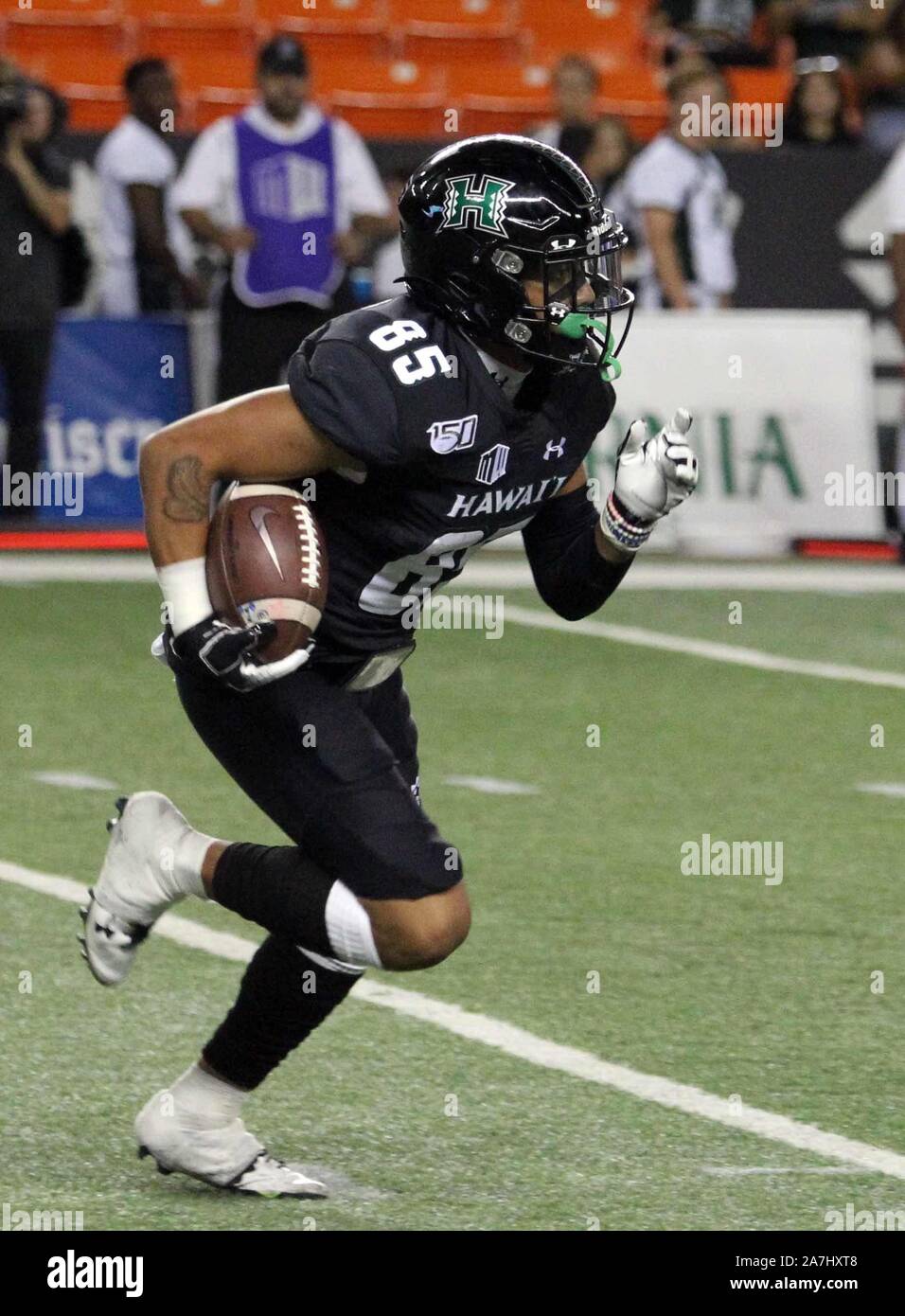 2 novembre 2019 - au cours d'un match entre le fresno State Bulldogs et le Kansas Rainbow Warriors à l'Aloha Stadium d'Honolulu, HI - Michael Sullivan/CSM. Banque D'Images