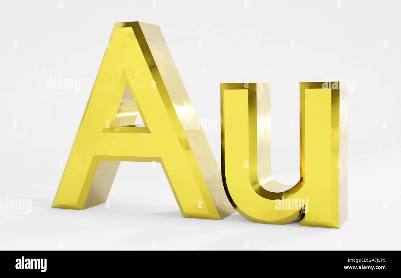 Symbole de l'or au stock exchange et symbole chimique illustration 3D