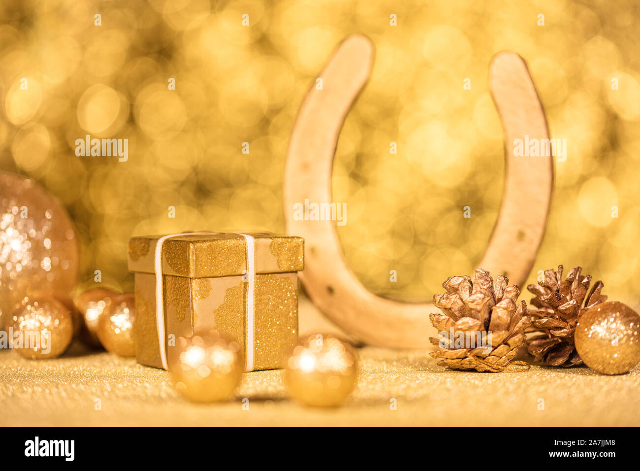 Or de Noël ou Nouvel an décoration Banque D'Images