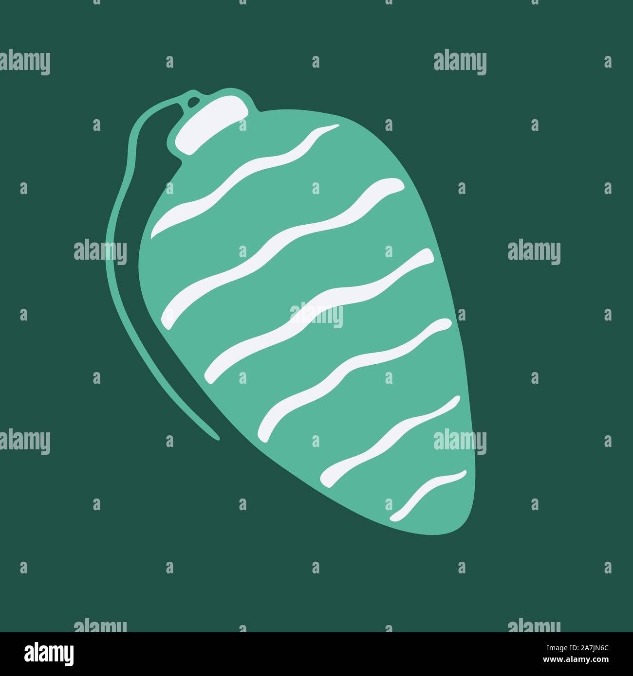 Vector hand drawn doodle illustration de l'ornement d'arbre de Noël. Nouvelle Année et l'arbre de Noël isolé sur fond vert sombre. Ele Design Illustration de Vecteur
