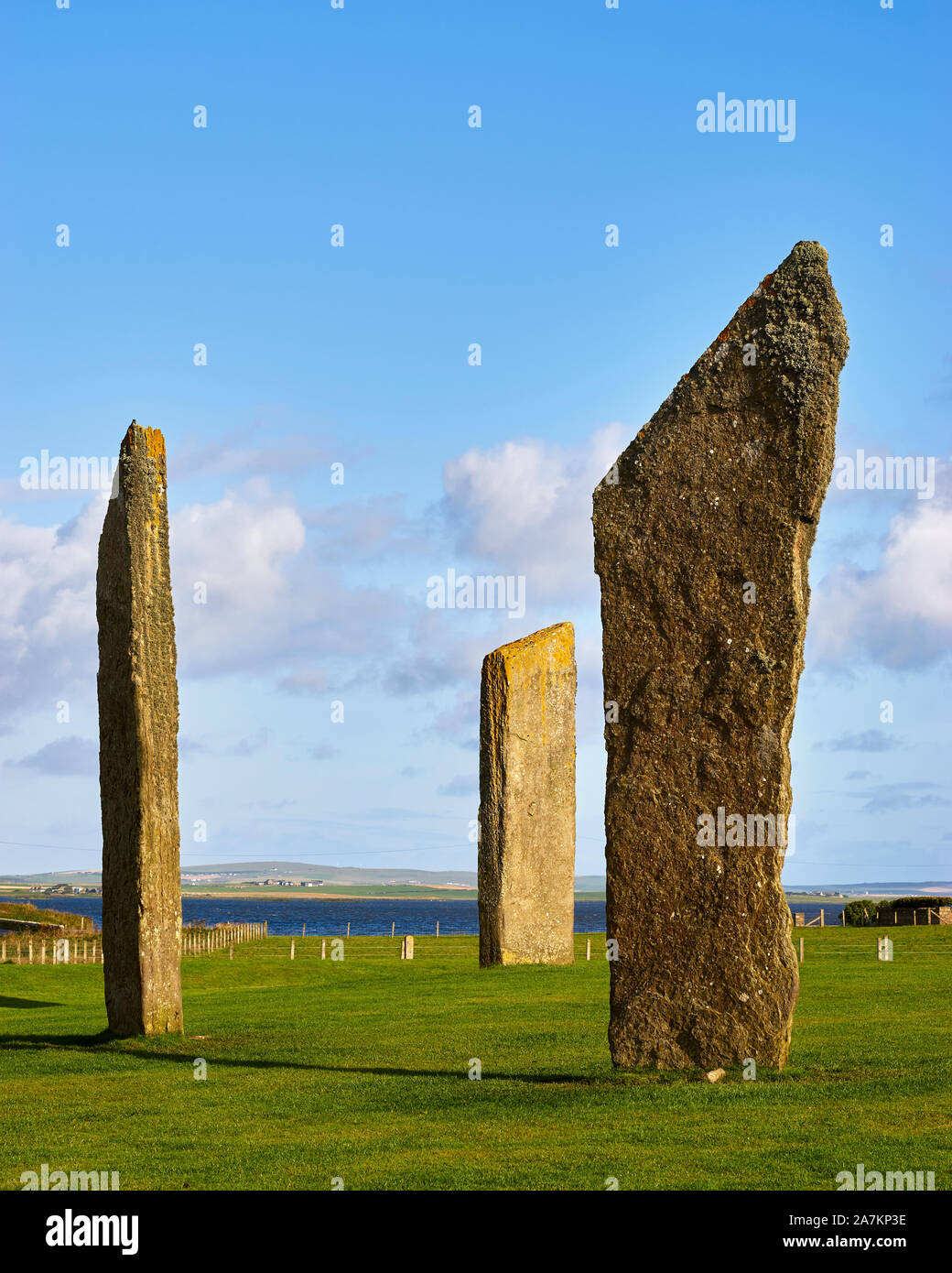 Menhirs de Stenness, Mainland, Orcades, en Écosse. Banque D'Images