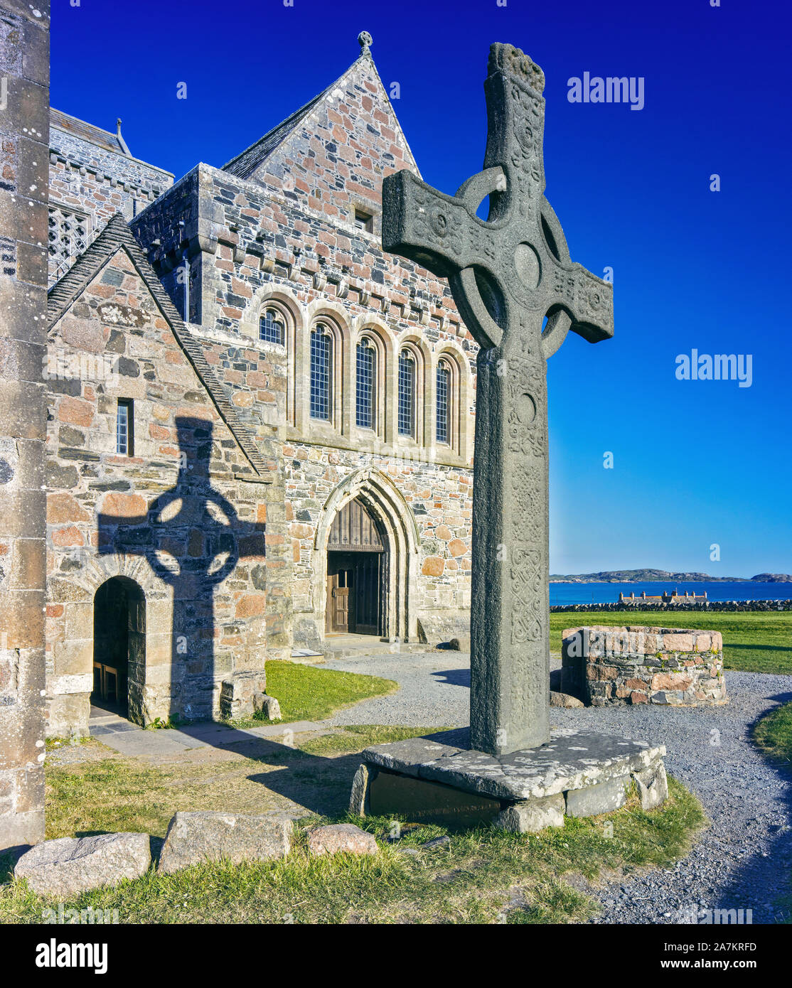 Une image de l'abbaye d'Iona, le berceau du christianisme en Ecosse. Banque D'Images