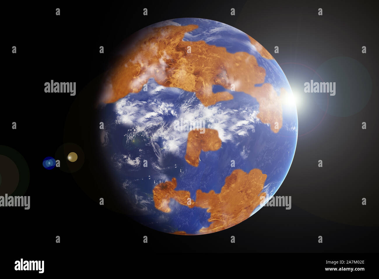 Planète Vénus avec les océans et l'atmosphère. Les éléments de cette image ont été fournies par la NASA. Banque D'Images