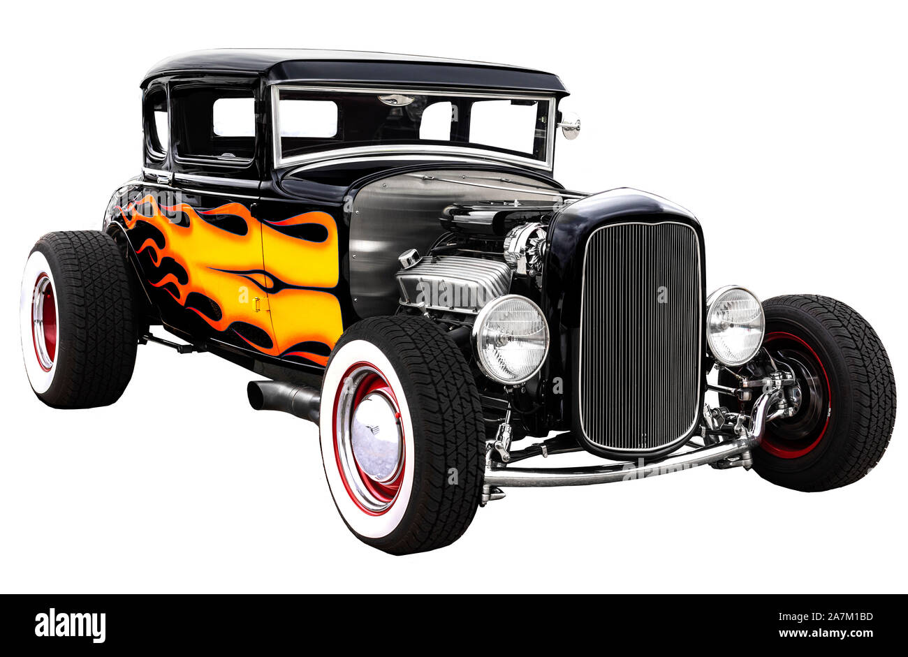 Vintage Classic isolés 1932 Ford Hot Rod avec des flammes Banque D'Images