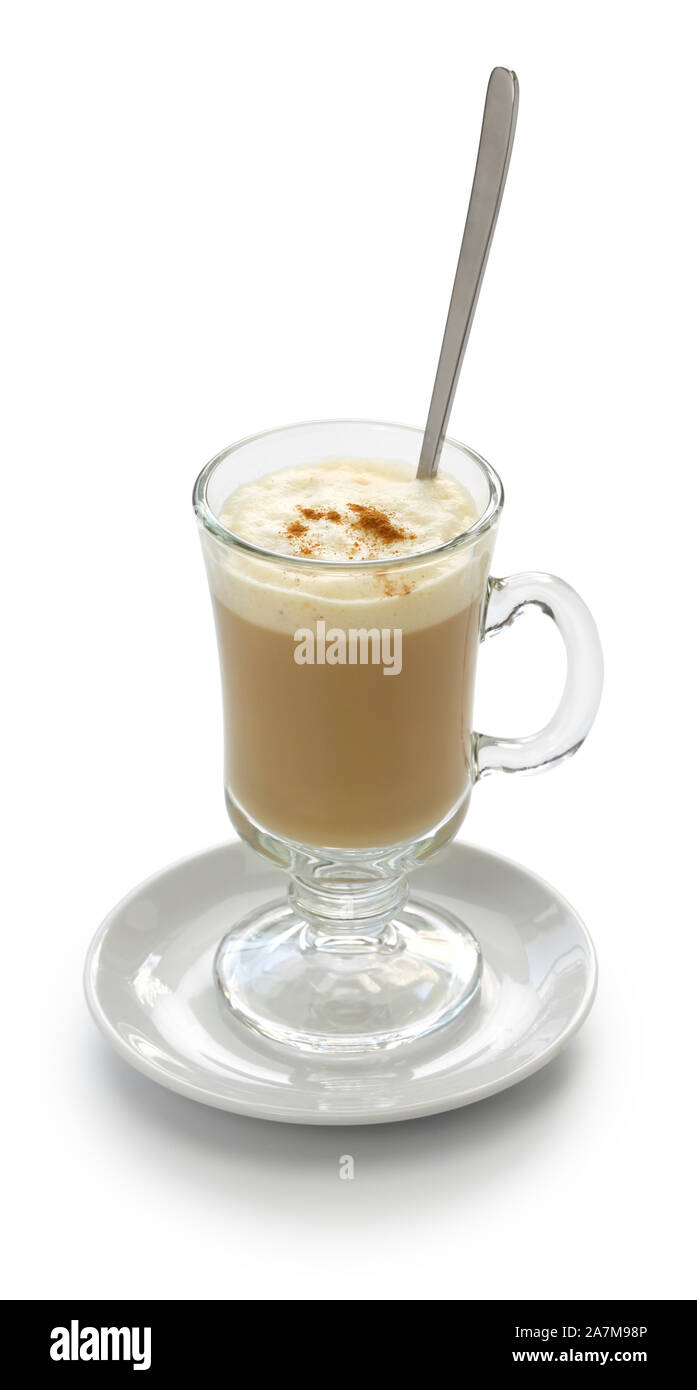 Galao, boire du café lait portugais Banque D'Images