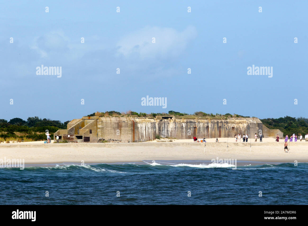 La batterie 223 était une batterie de 6 pouces qui faisait partie des défenses côtières autour de la baie de Delaware pendant la Seconde Guerre mondiale Cape May point State Park, NJ, États-Unis Banque D'Images