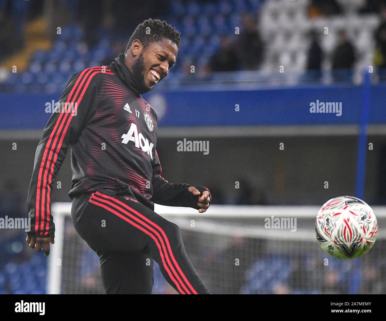 Londres, Angleterre - le 18 février 2019 : Frederico Rodrigues de Paula Santos (Fred) de Manchester en photo avant de la FA Cup 2018/19 5e tour match entre Chelsea et Manchester United à Stamford Bridge. Banque D'Images