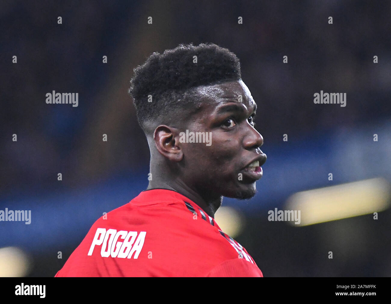 Londres, Angleterre - le 18 février 2019 : Paul Pogba de Manchester en photo au cours de la FA Cup 2018/19 5e tour match entre Chelsea et Manchester United à Stamford Bridge. Banque D'Images