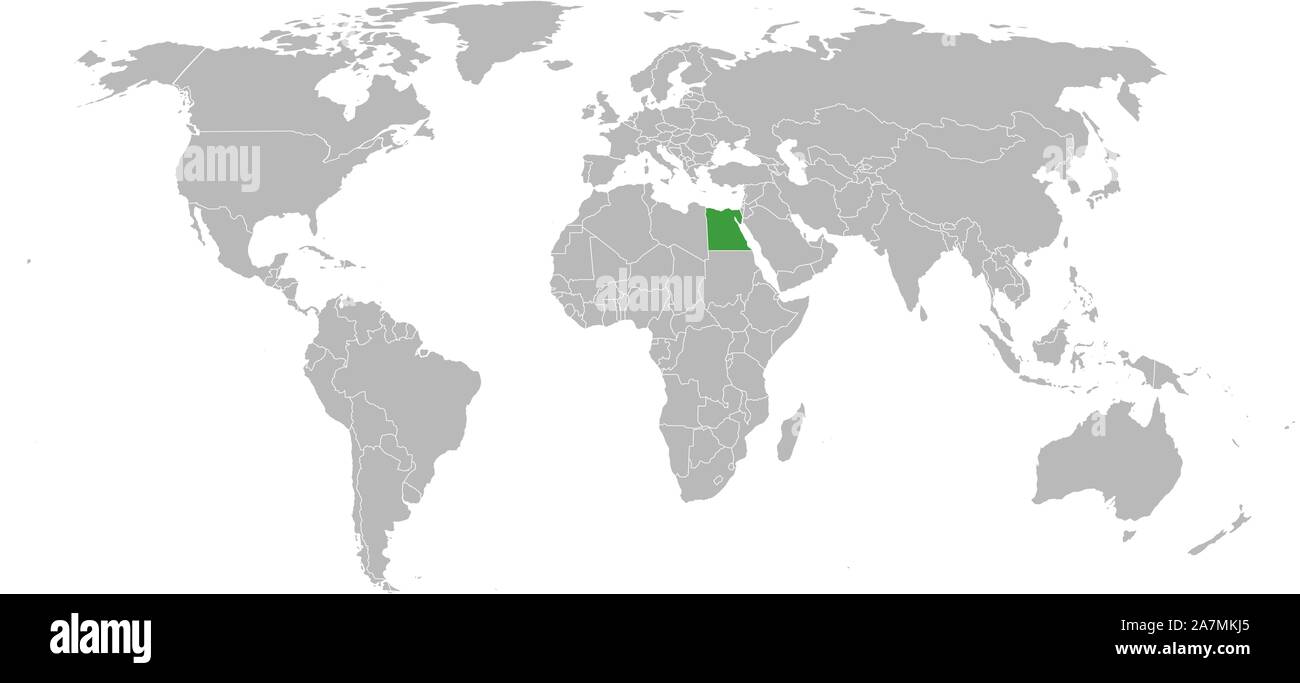 L Egypte Sur La Carte Du Monde En Surbrillance Verte Mark Vector Illustration Background Pays Arabe Image Vectorielle Stock Alamy