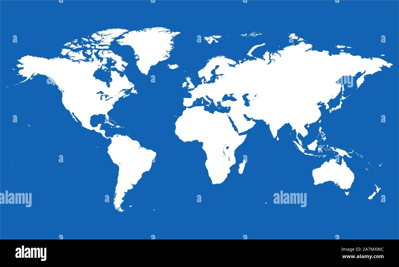 Carte du monde vierge illustration vectorielle. Bleu, blanc. Illustration de Vecteur