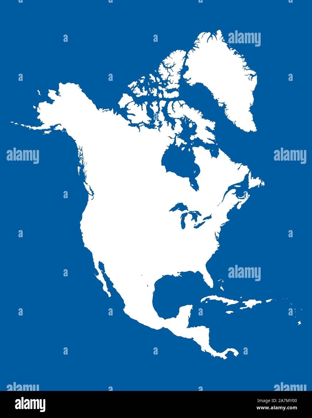 La carte de l'Amérique du Nord avec les pays vecteur US, Canada, Mexique, Bermudes, Saint-Pierre et le Groenland Illustration de Vecteur