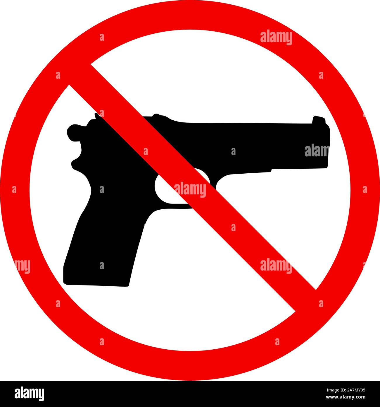 Interdiction des armes à feu d'avertissement signe vector illustration. Pistolet de zone réglementée non autorisée. Illustration de Vecteur