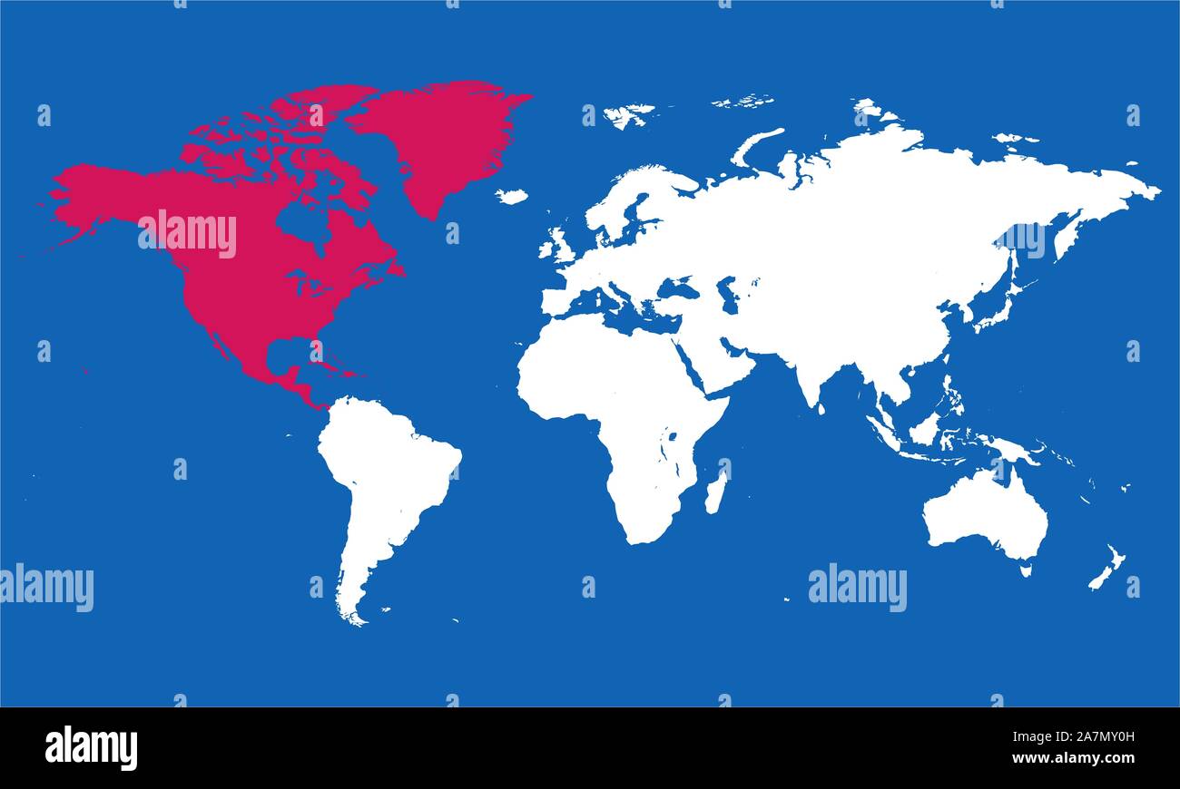 Carte du monde amérique du nord illustration vectorielle. Fond bleu. Illustration de Vecteur