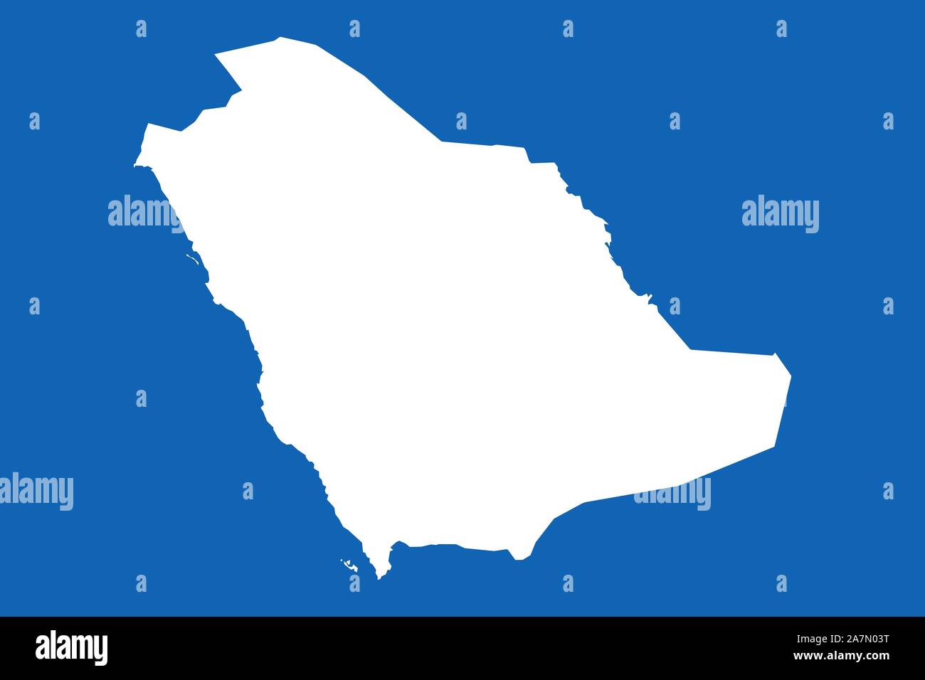 Arabie saoudite carte avec contours vector illustration. Pays arabe. Bleu, blanc. Illustration de Vecteur