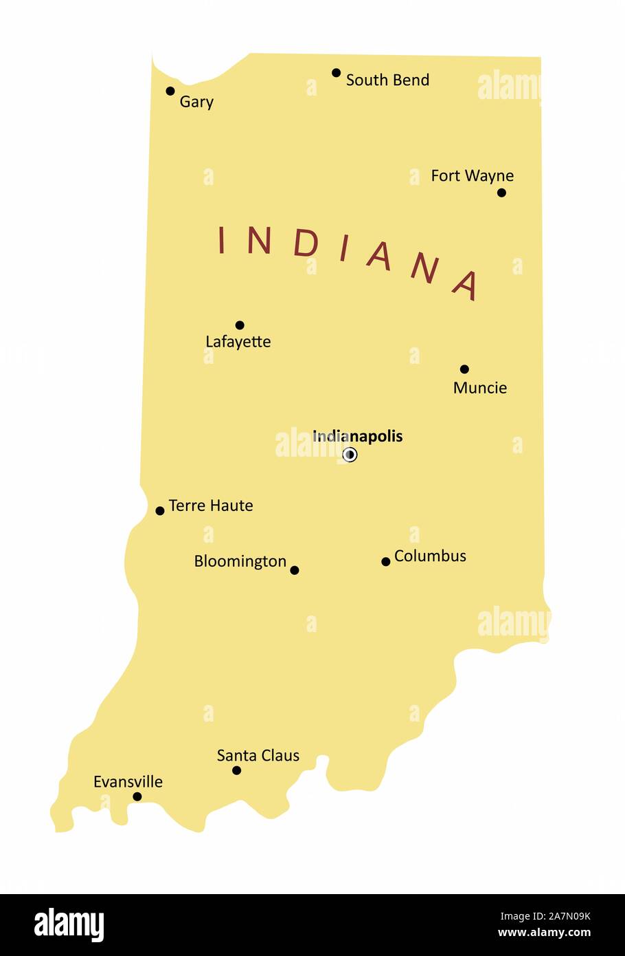 Carte de villes de l'Indiana Illustration de Vecteur